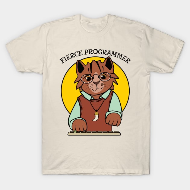 Fierce Programmer Cat T-Shirt by Sue Cervenka